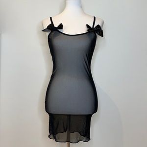 SEXY Sheer Black Bow Chemise O/S